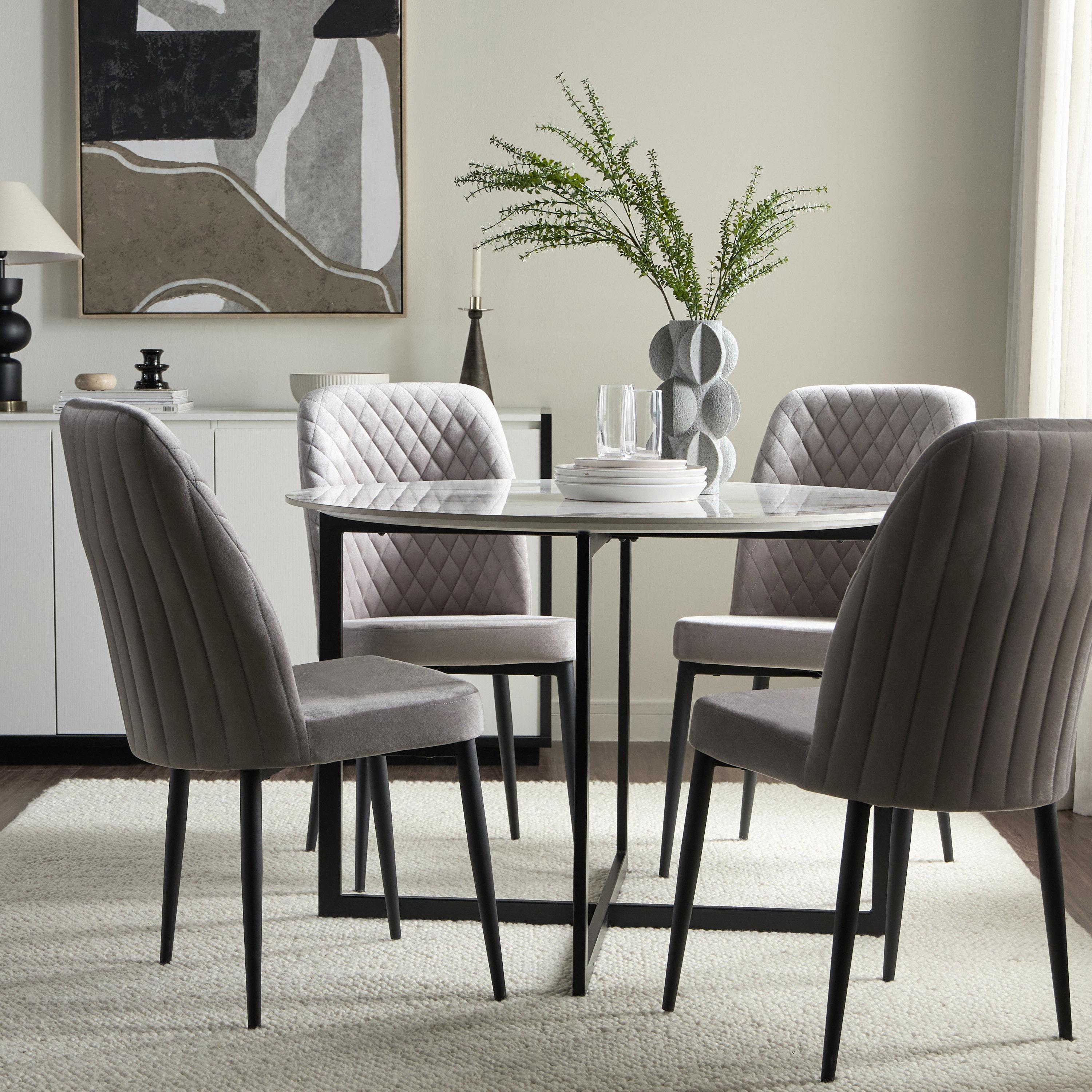 Home Canvas Modern Tufi Dining Room Chairs with Velvet fabric for Living Room | Tufted Armless Kitchen Chairs with Metal Legs Set of 4 - Gold
