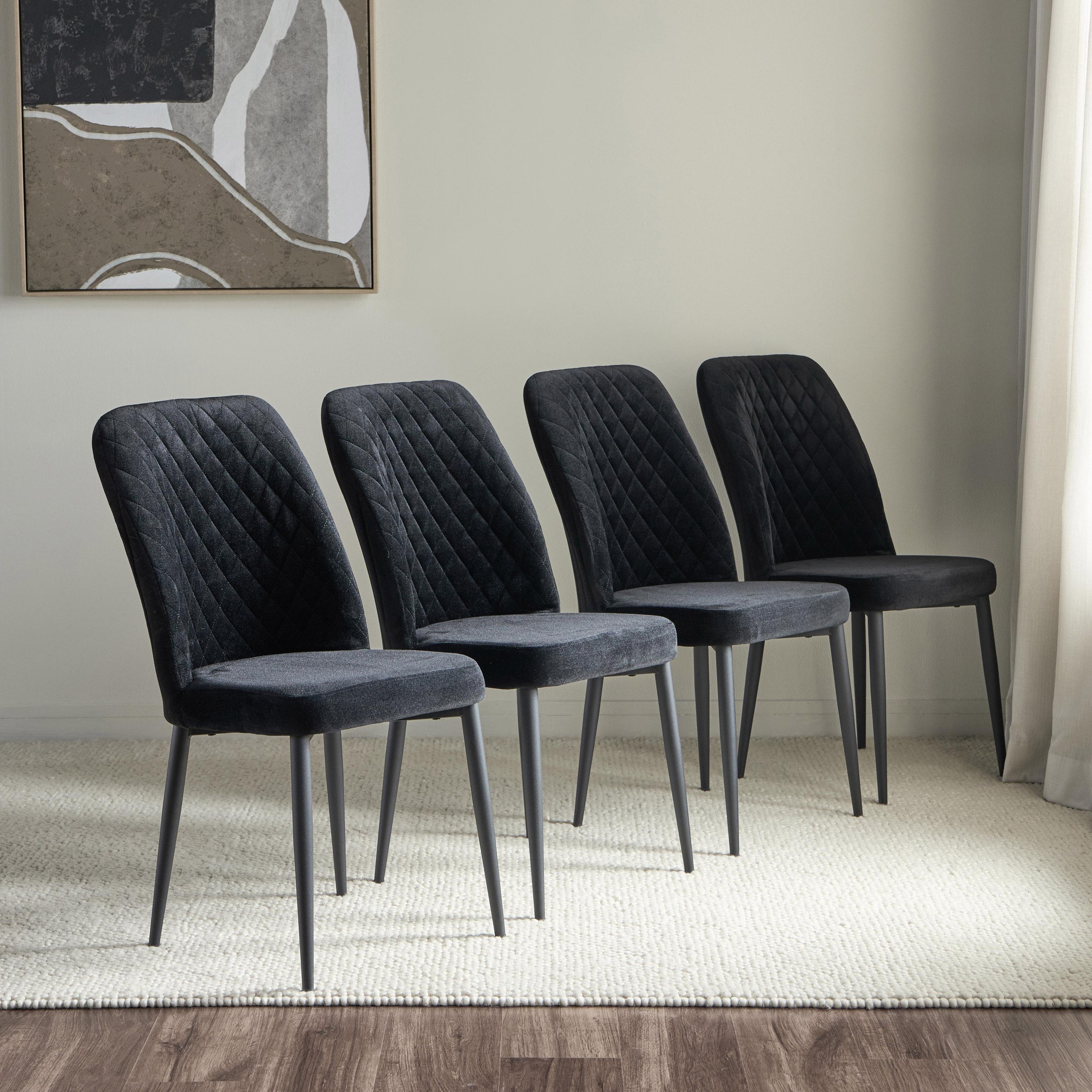 Home Canvas Modern Tufi Dining Room Chairs with Velvet fabric for Living Room | Tufted Armless Kitchen Chairs with Metal Legs Set of 4 - Gold