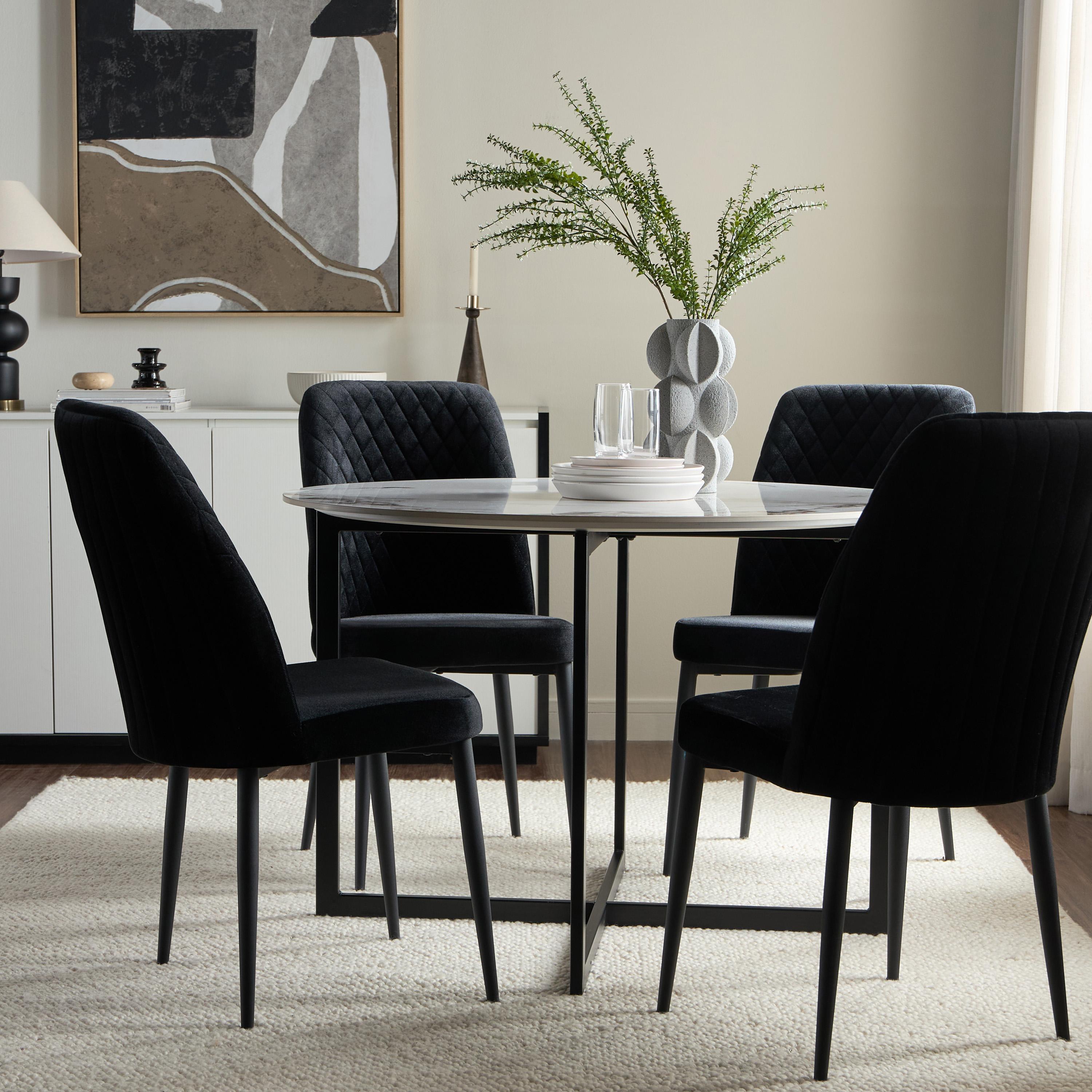 Home Canvas Modern Tufi Dining Room Chairs with Velvet fabric for Living Room | Tufted Armless Kitchen Chairs with Metal Legs Set of 4 - Gold
