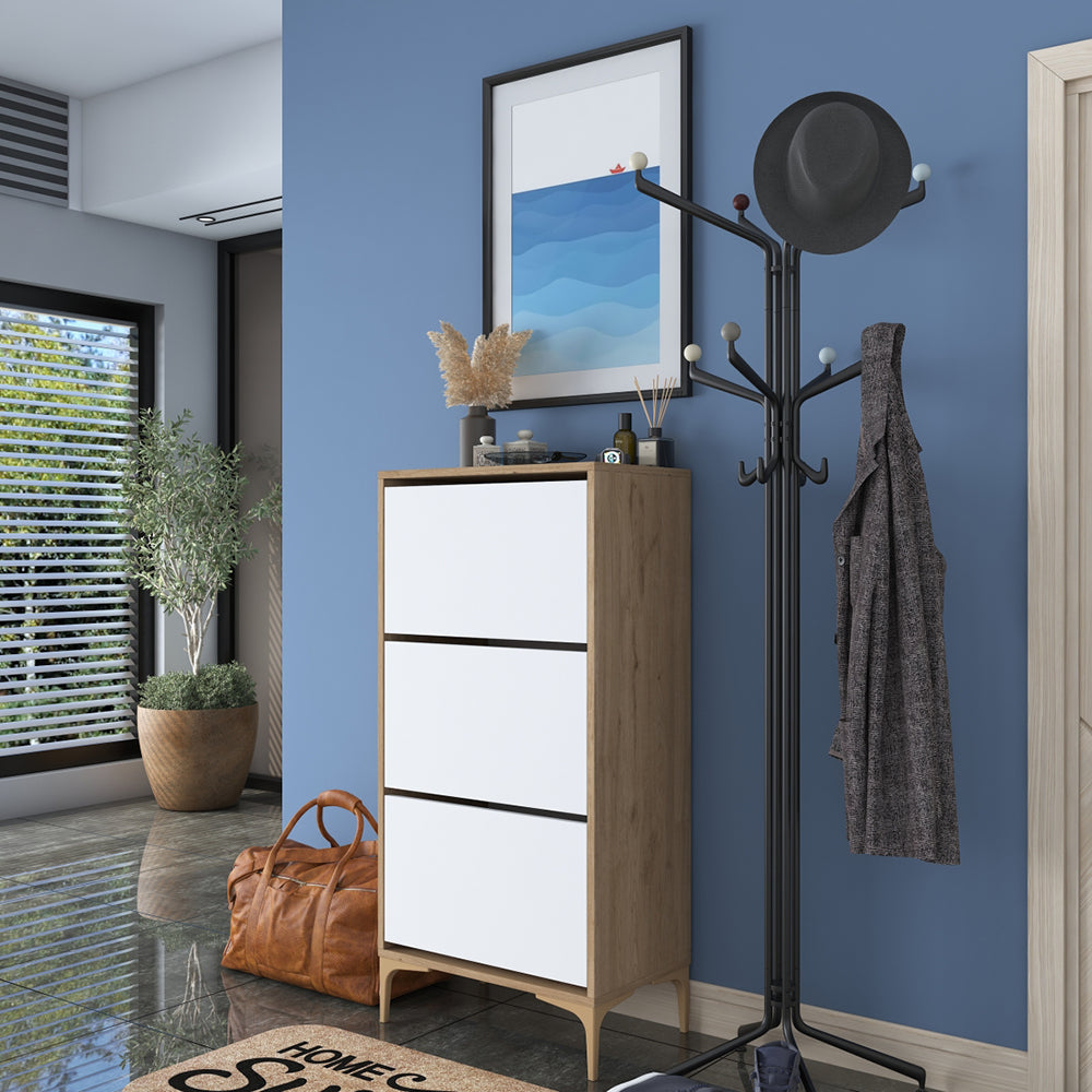HC Home Canvas Otto Shoe Cabinet Walnut and White