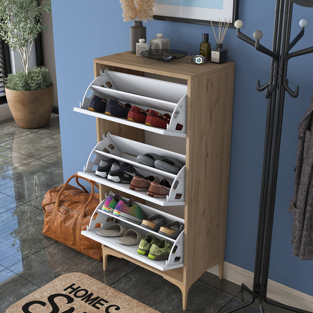 HC Home Canvas Otto Shoe Cabinet Walnut and White