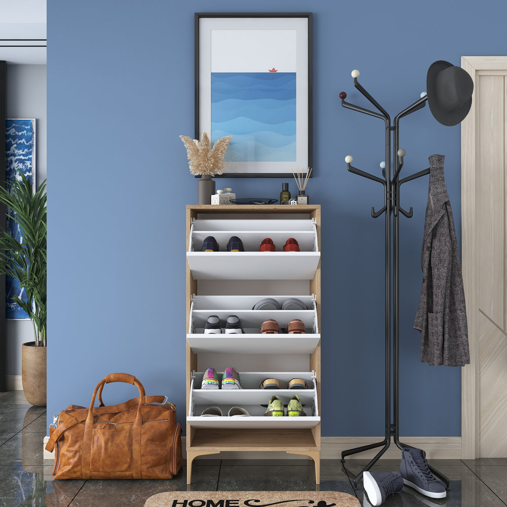 HC Home Canvas Otto Shoe Cabinet Walnut and White