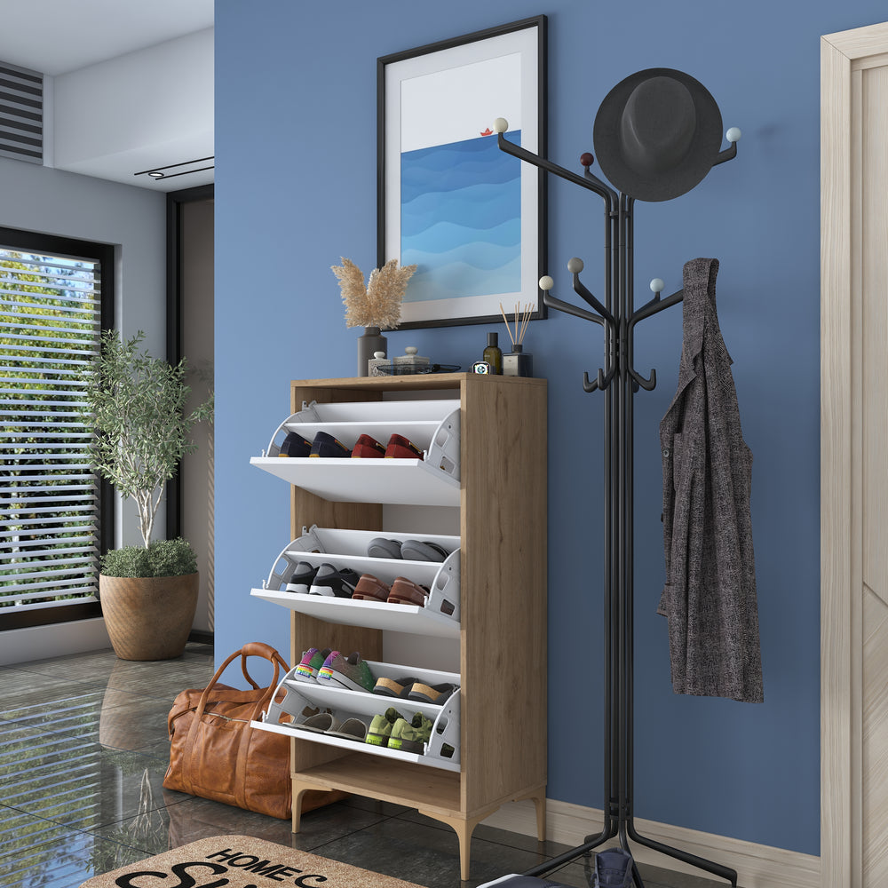 HC Home Canvas Otto Shoe Cabinet Walnut and White