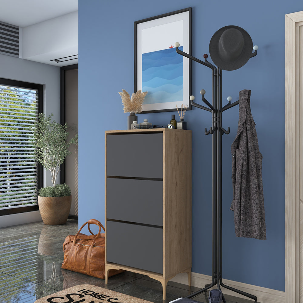 HC Home Canvas Otto Shoe Cabinet Walnut and White