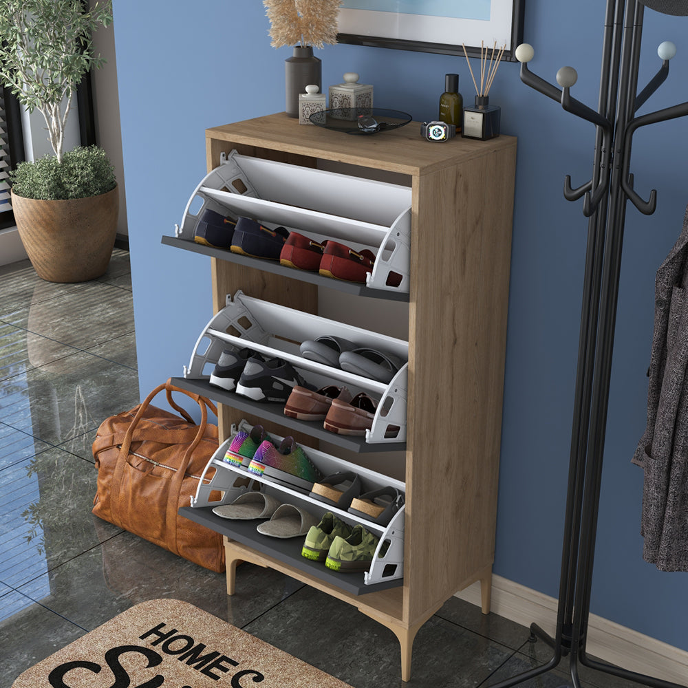 HC Home Canvas Otto Shoe Cabinet Walnut and White