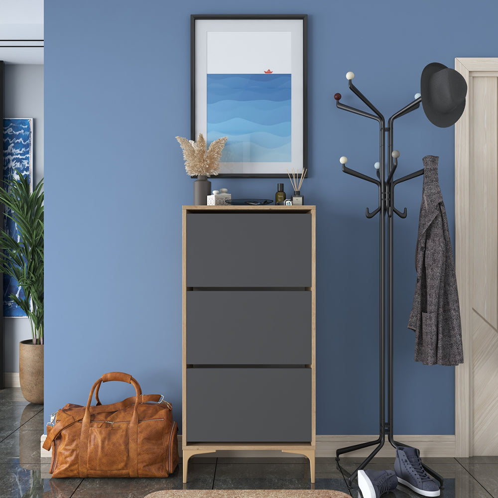 HC Home Canvas Otto Shoe Cabinet Walnut and White