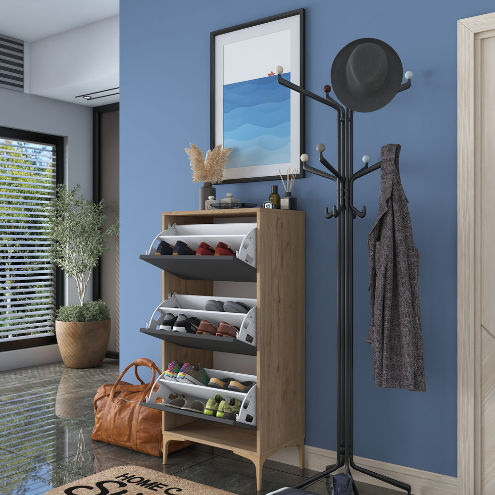 HC Home Canvas Otto Shoe Cabinet Walnut and White