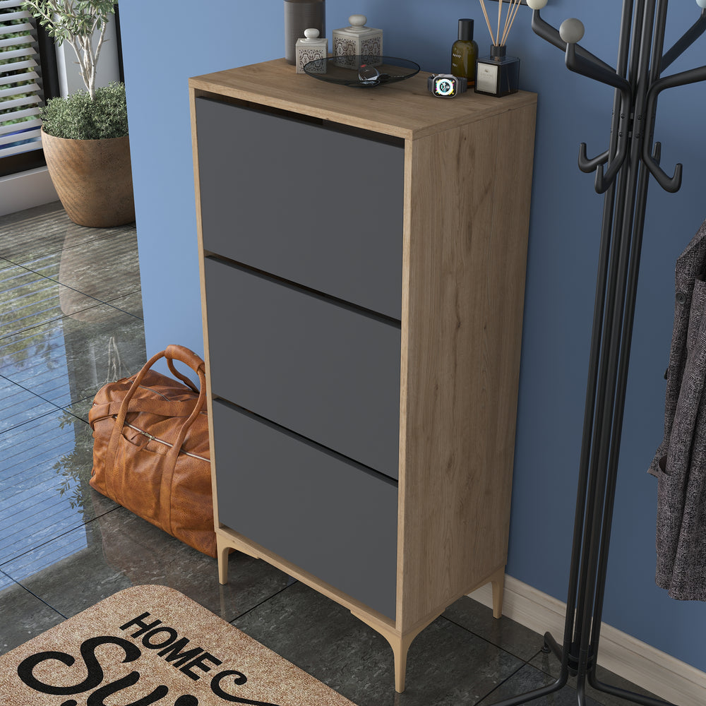 HC Home Canvas Otto Shoe Cabinet Walnut and White