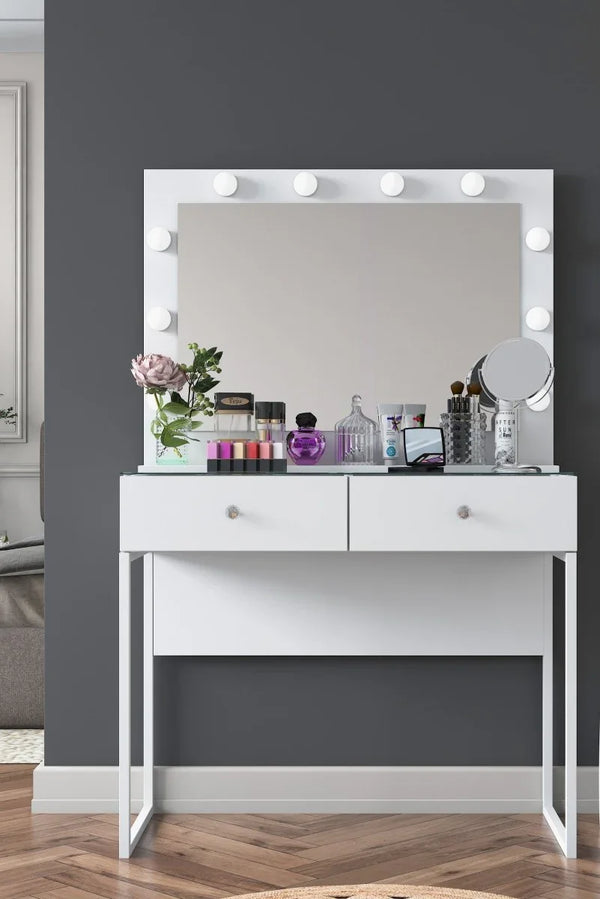 slim fit dress slacks Sleek Grey Vanity Table with LED Lights, Flip Top Mirror and 2 Drawers, Jewelry Storage for Women Dressing Grey 2 Drawers MDF
