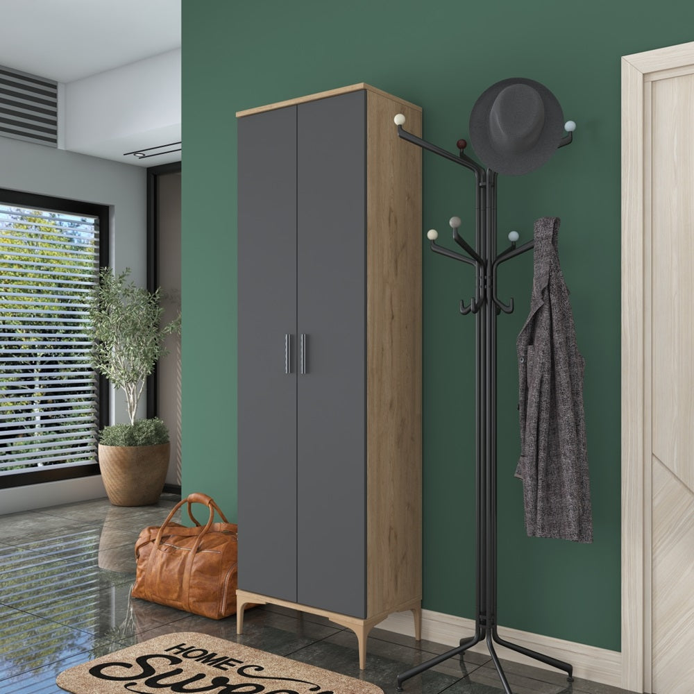 Home Canvas Harmony Dual-Tone Tall Storage Cabinet Grey and Oak