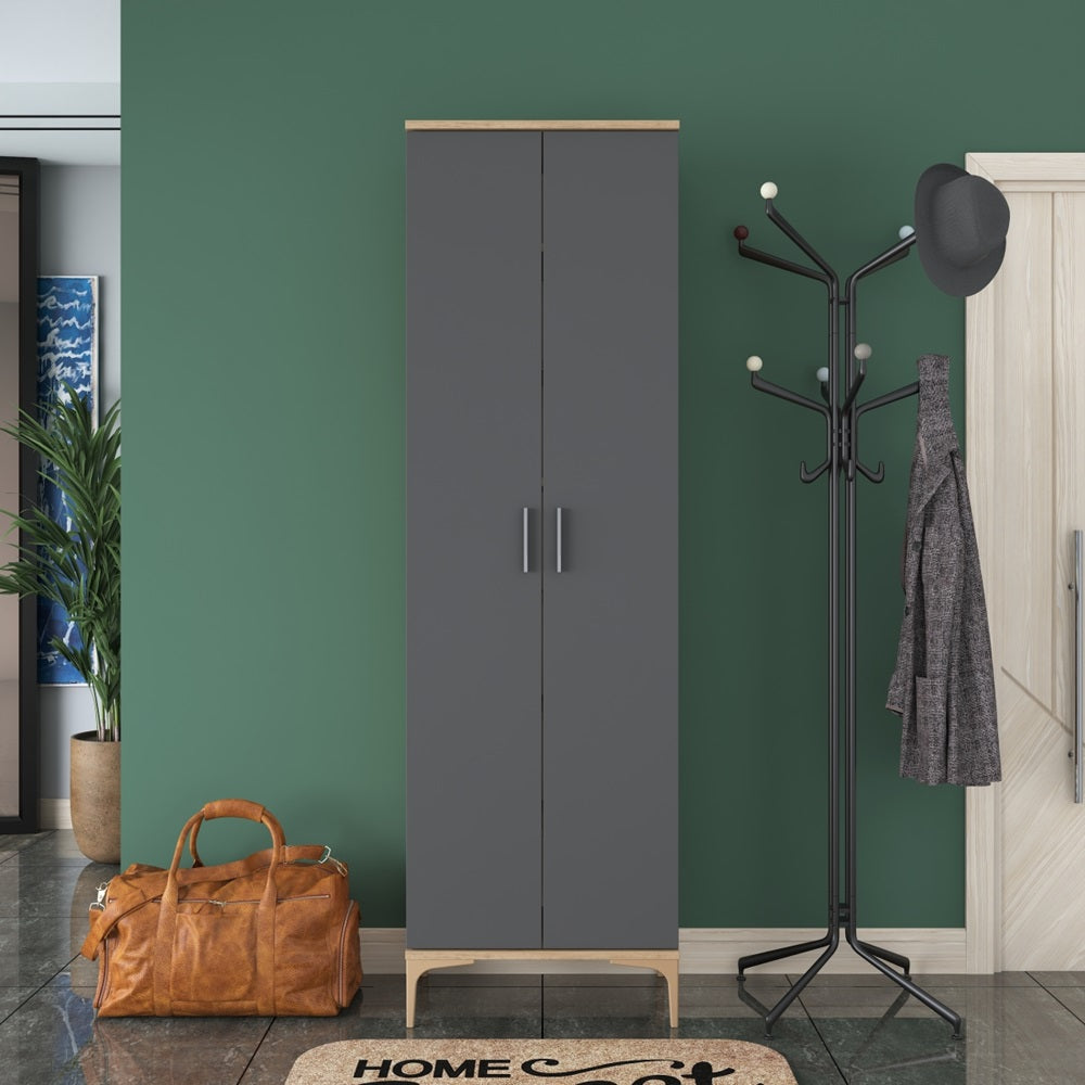 Home Canvas Harmony Dual-Tone Tall Storage Cabinet Grey and Oak
