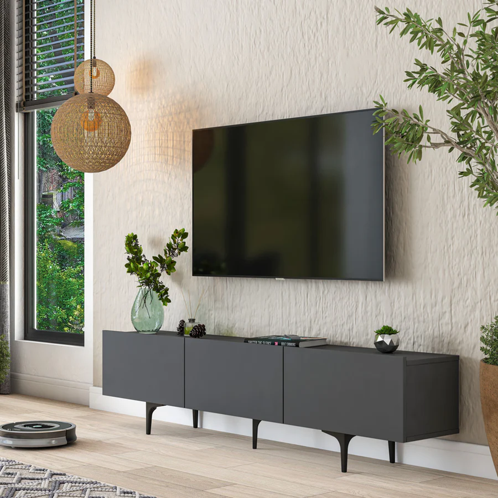 Home Canvas LuxeVision Dark Grey TV Console Table