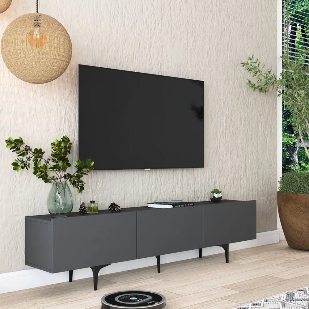 Home Canvas LuxeVision Dark Grey TV Console Table
