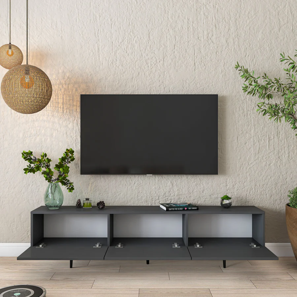 Home Canvas LuxeVision Dark Grey TV Console Table