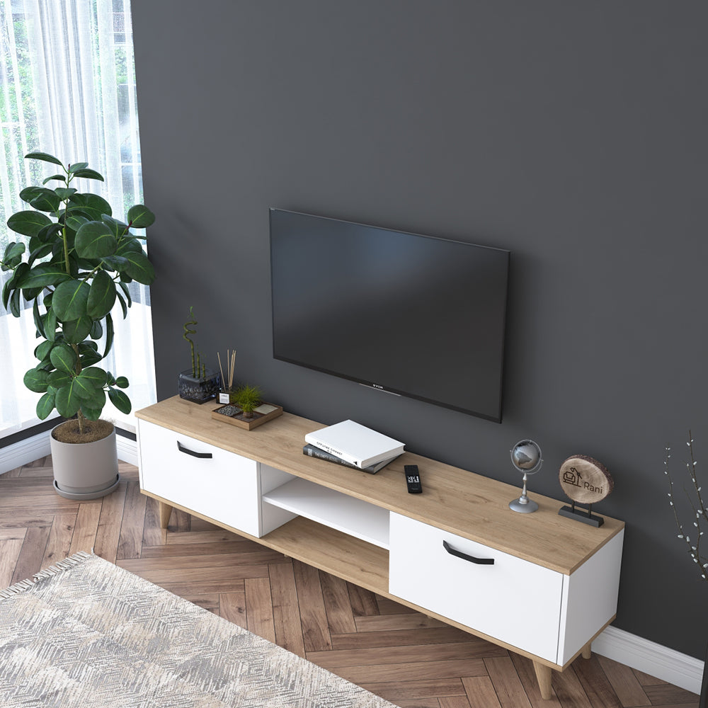 HC Home Canvas Capri TV Stand S-Walnut White and Oak