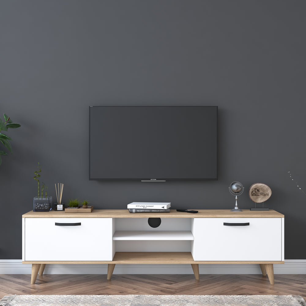 HC Home Canvas Capri TV Stand S-Walnut White and Oak