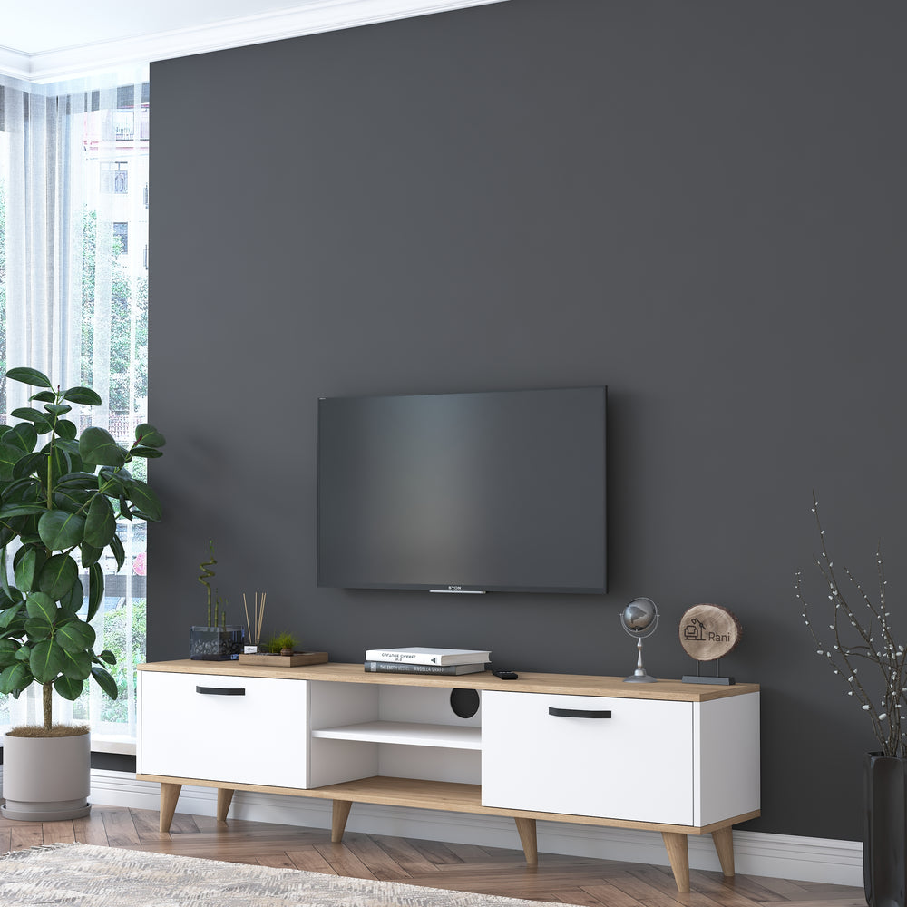 HC Home Canvas Capri TV Stand S-Walnut White and Oak