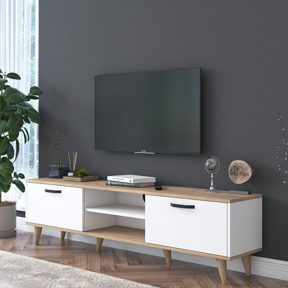 HC Home Canvas Capri TV Stand S-Walnut White and Oak