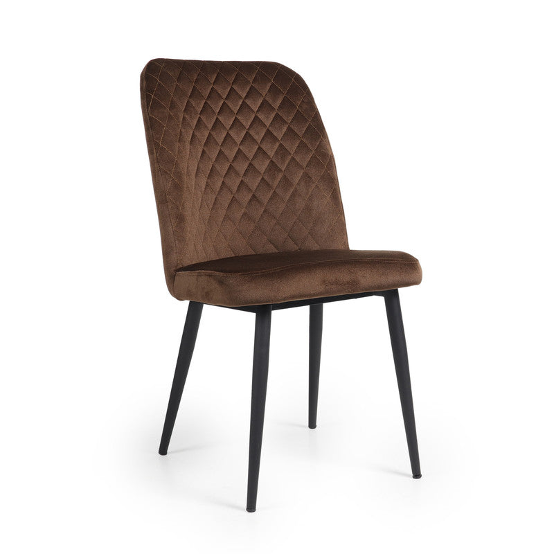 Home Canvas Modern Tufi Dining Room Chairs with Velvet fabric for Living Room | Tufted Armless Kitchen Chairs with Metal Legs Set of 4 - Golden Brown