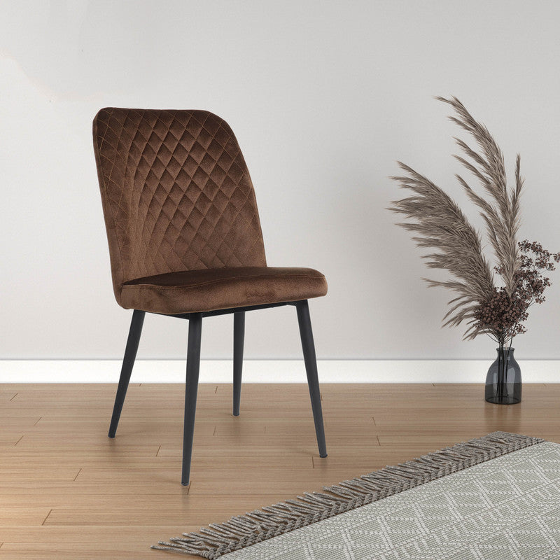 Home Canvas Modern Tufi Dining Room Chairs with Velvet fabric for Living Room | Tufted Armless Kitchen Chairs with Metal Legs Set of 4 - Gold