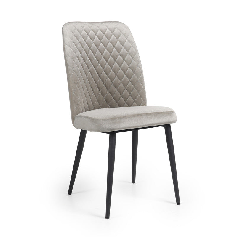 Home Canvas Modern Tufi Dining Room Chairs with Velvet fabric for Living Room | Tufted Armless Kitchen Chairs with Metal Legs Set of 4 - Steel Blue