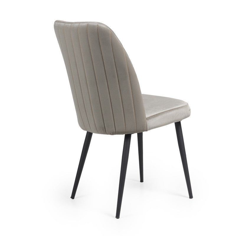 Home Canvas Modern Tufi Dining Room Chairs with Velvet fabric for Living Room | Tufted Armless Kitchen Chairs with Metal Legs Set of 4 - Steel Blue