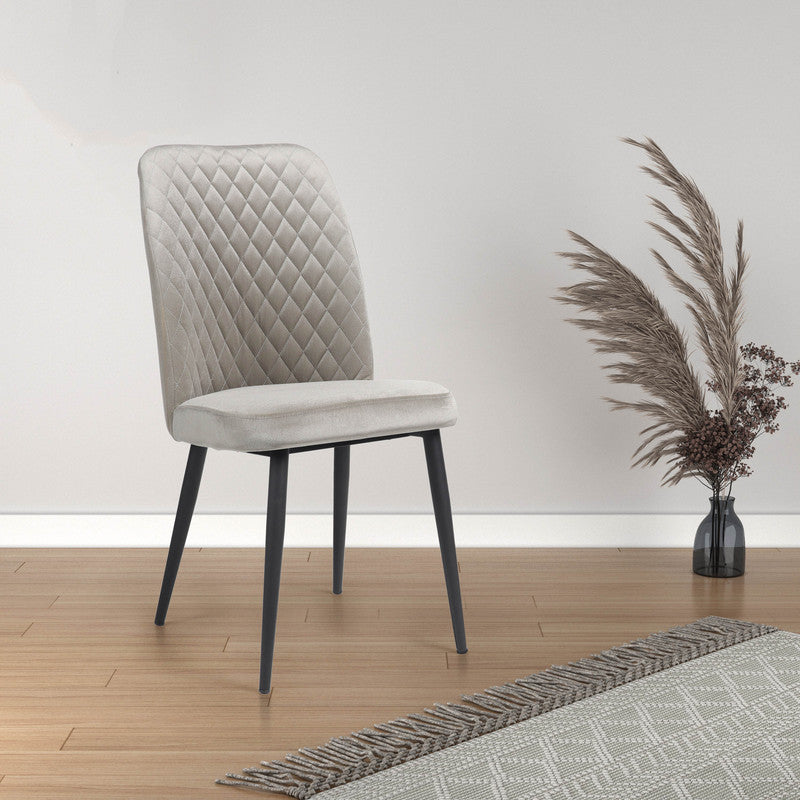 Home Canvas Modern Tufi Dining Room Chairs with Velvet fabric for Living Room | Tufted Armless Kitchen Chairs with Metal Legs Set of 4 - Steel Grey