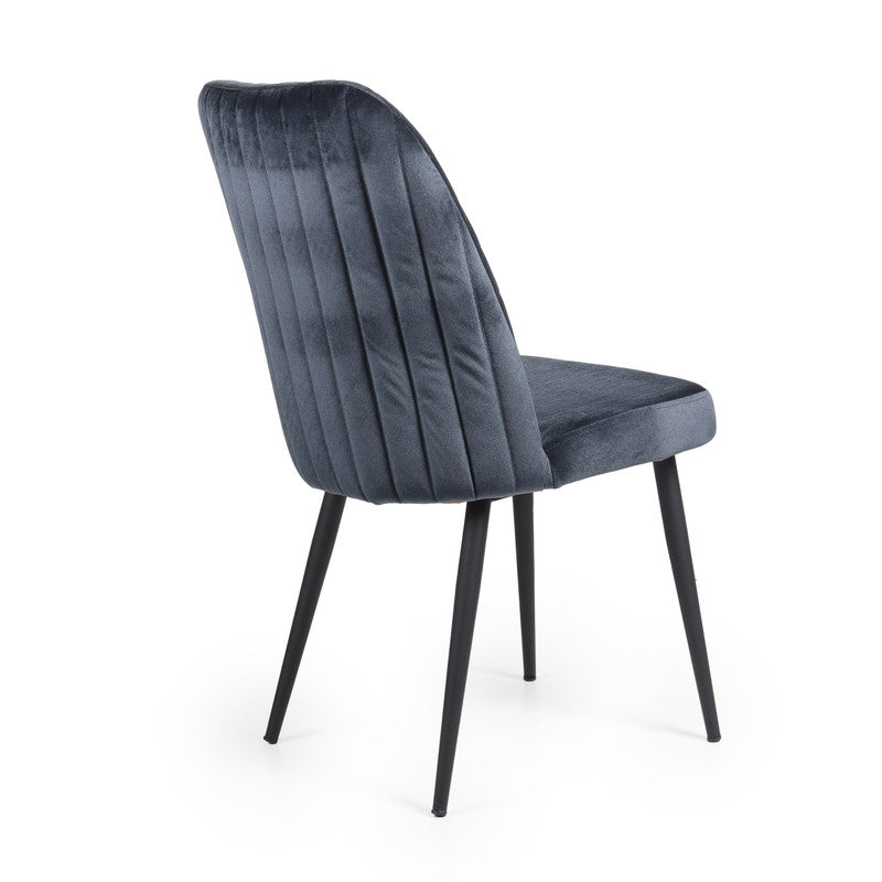 Home Canvas Modern Tufi Dining Room Chairs with Velvet fabric for Living Room | Tufted Armless Kitchen Chairs with Metal Legs Set of 4 - Steel Grey