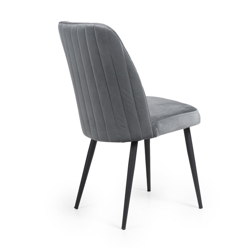 Home Canvas Modern Tufi Dining Room Chairs with Velvet fabric for Living Room | Tufted Armless Kitchen Chairs with Metal Legs Set of 4 - Steel Blue