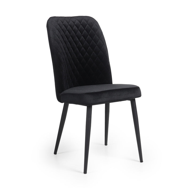 Home Canvas Modern Tufi Dining Room Chairs with Velvet fabric for Living Room | Tufted Armless Kitchen Chairs with Metal Legs Set of 4 - Steel Blue
