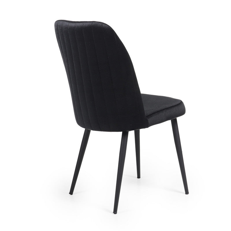 Home Canvas Modern Tufi Dining Room Chairs with Velvet fabric for Living Room | Tufted Armless Kitchen Chairs with Metal Legs Set of 4 - Steel Grey