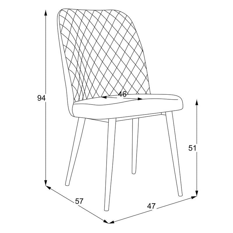 Home Canvas Modern Tufi Dining Room Chairs with Velvet fabric for Living Room | Tufted Armless Kitchen Chairs with Metal Legs Set of 4 - Steel Grey