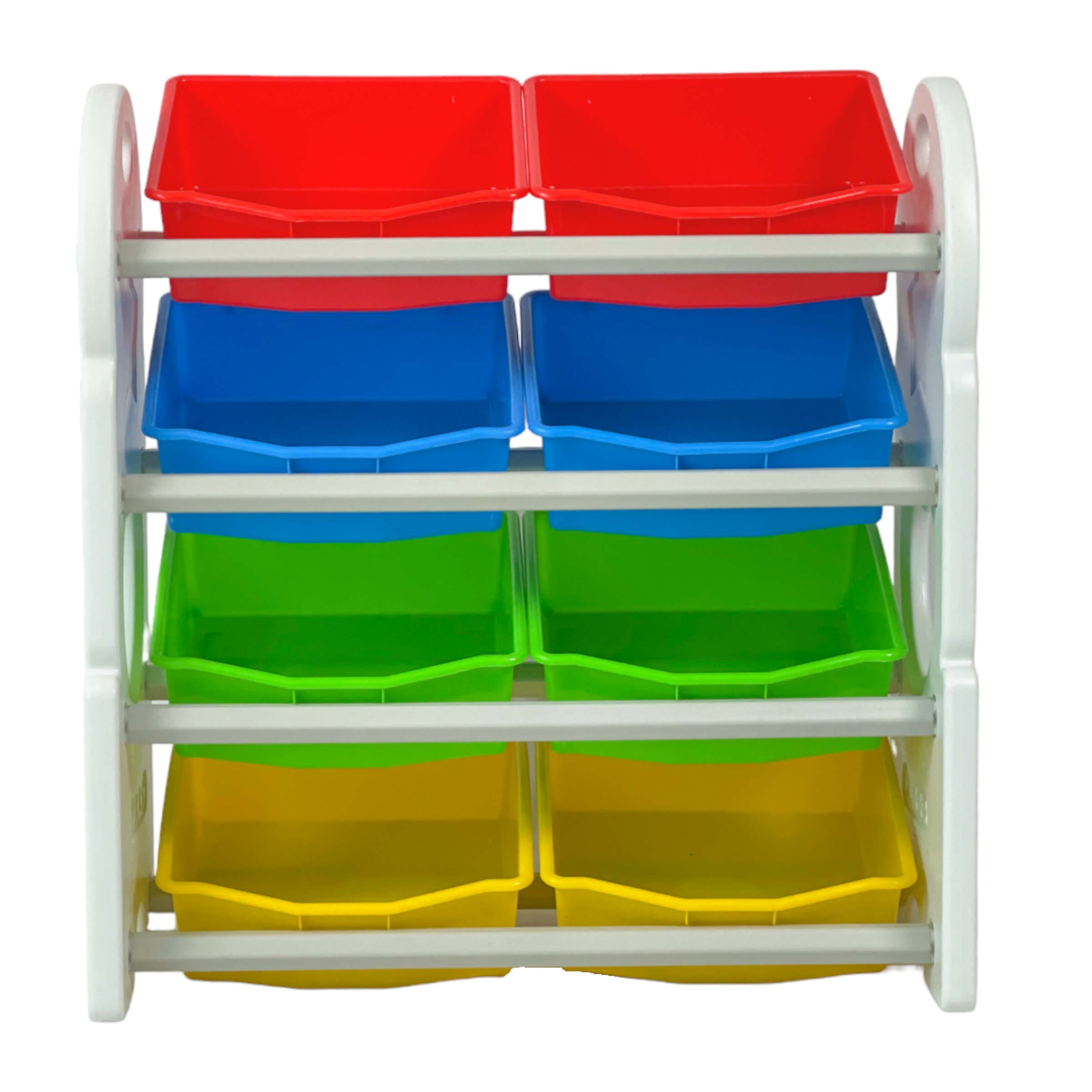 Home Canvas Deluxe Multi-Bin Toy Organizer with Storage Bins | Lightweight Design Toy Storage Box for Kids Play Room - White