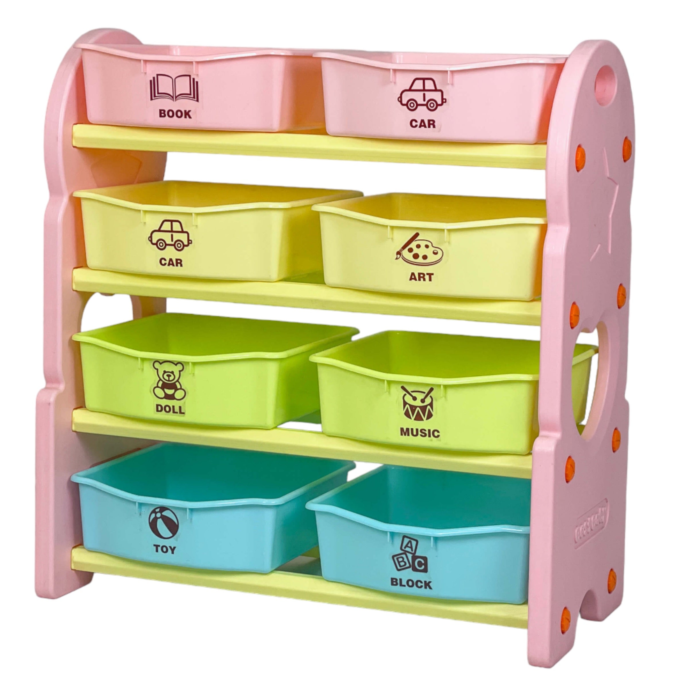 Home Canvas Deluxe Multi-Bin Toy Organizer with Storage Bins | Lightweight Design Toy Storage Box for Kids Play Room - Pink