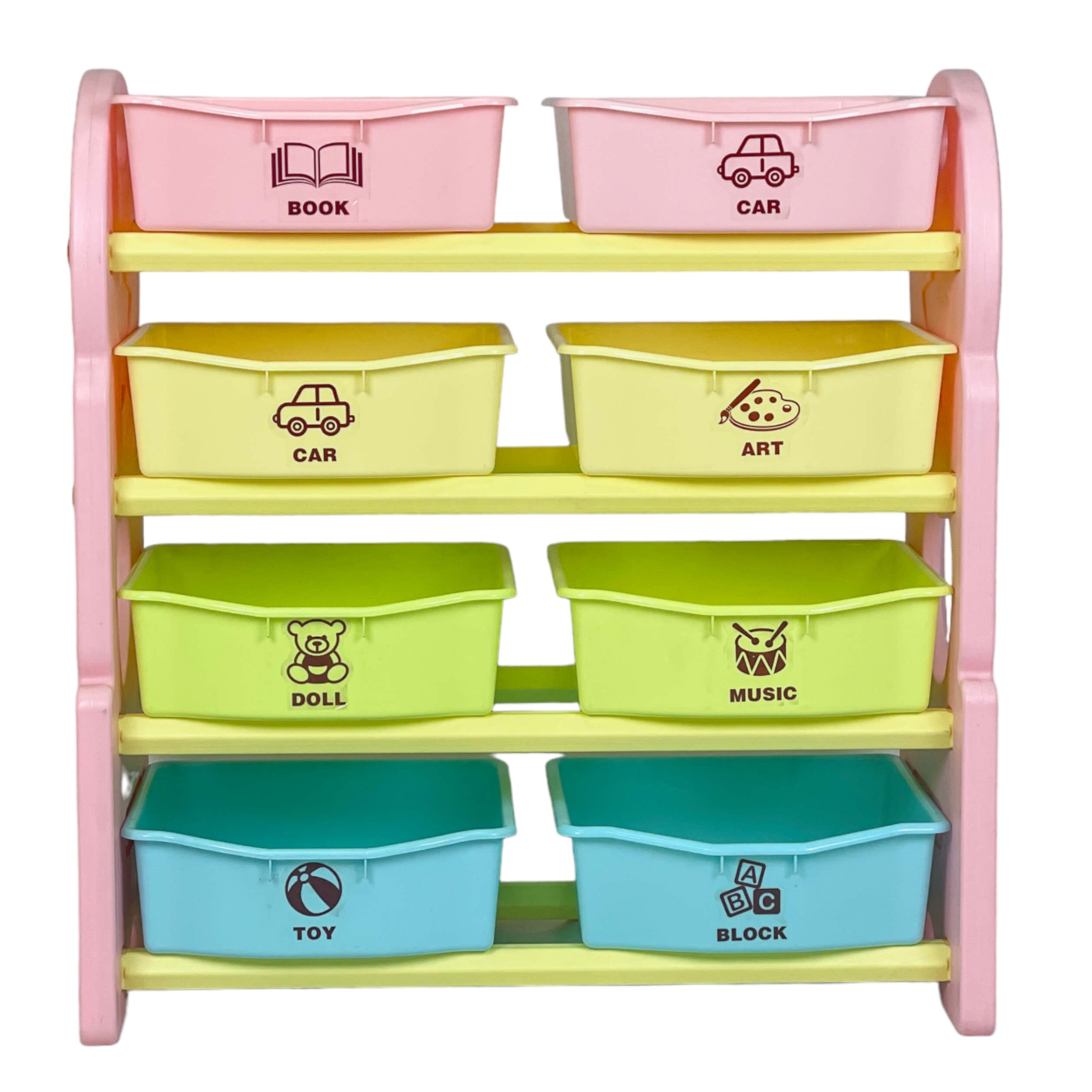 Home Canvas Deluxe Multi-Bin Toy Organizer with Storage Bins | Lightweight Design Toy Storage Box for Kids Play Room - Pink