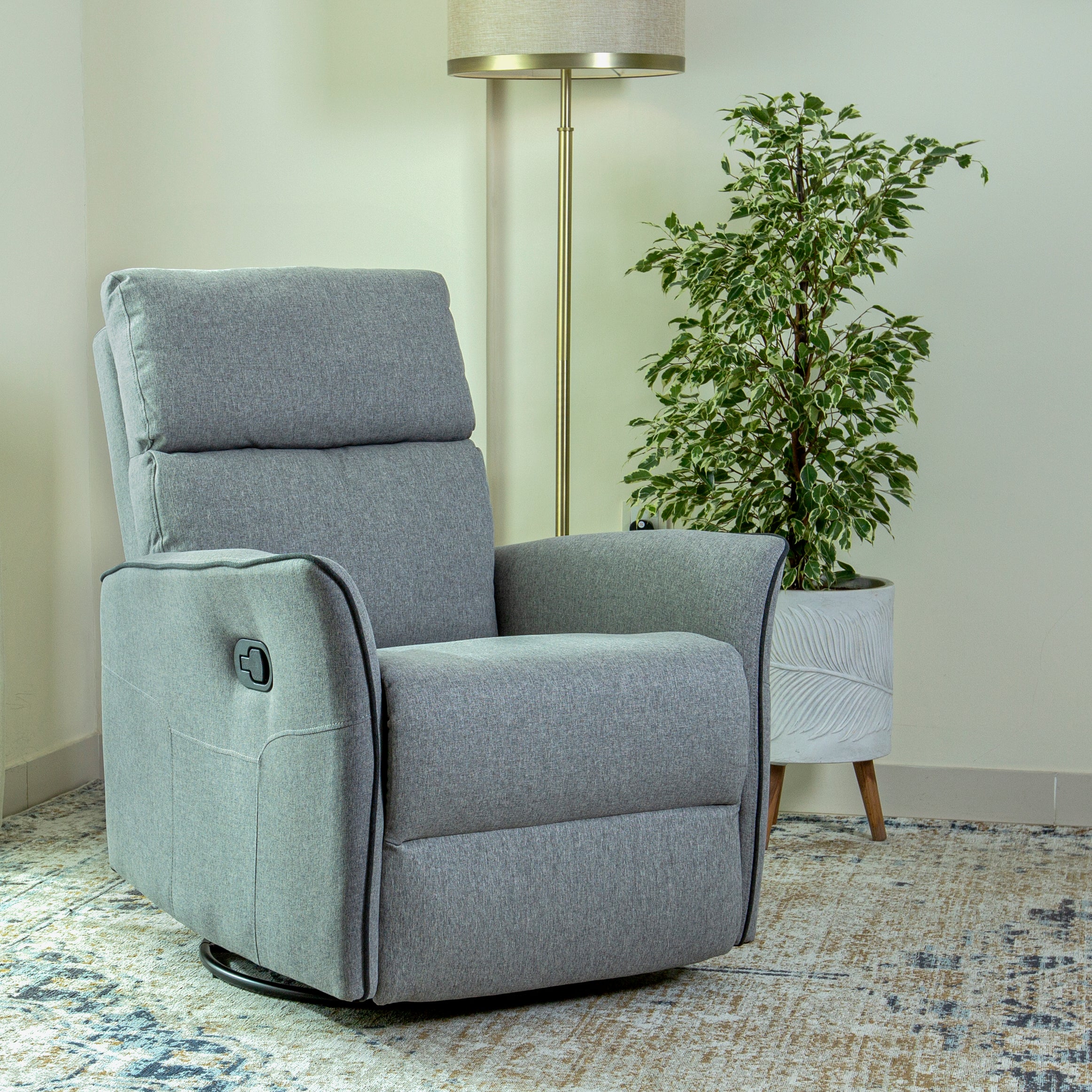 Home Canvas Parma Manual Recliner, Swivel and Rocking Dark Grey