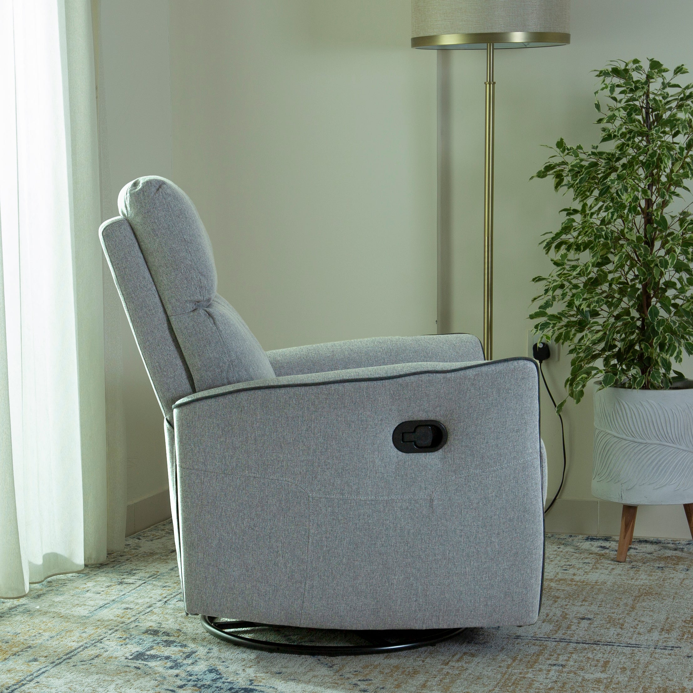 Home Canvas Parma Manual Recliner, Swivel and Rocking Dark Grey