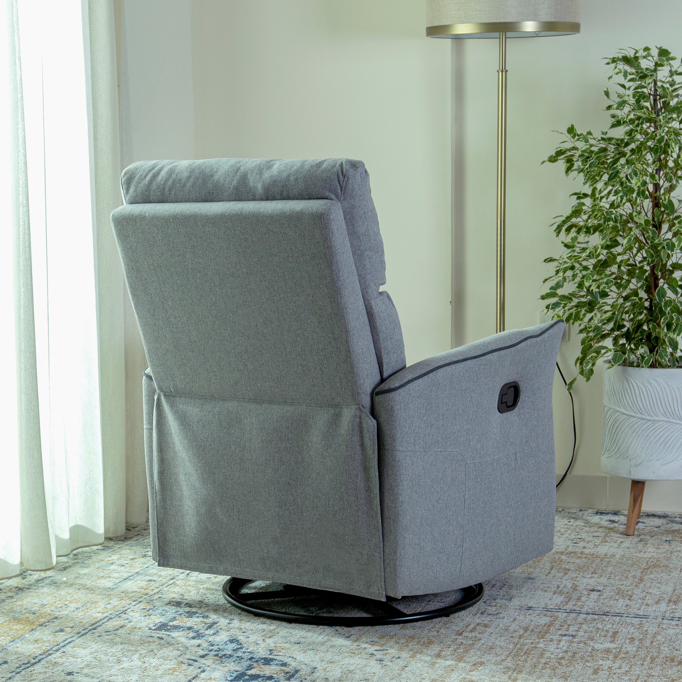 Home Canvas Parma Manual Recliner, Swivel and Rocking Dark Grey