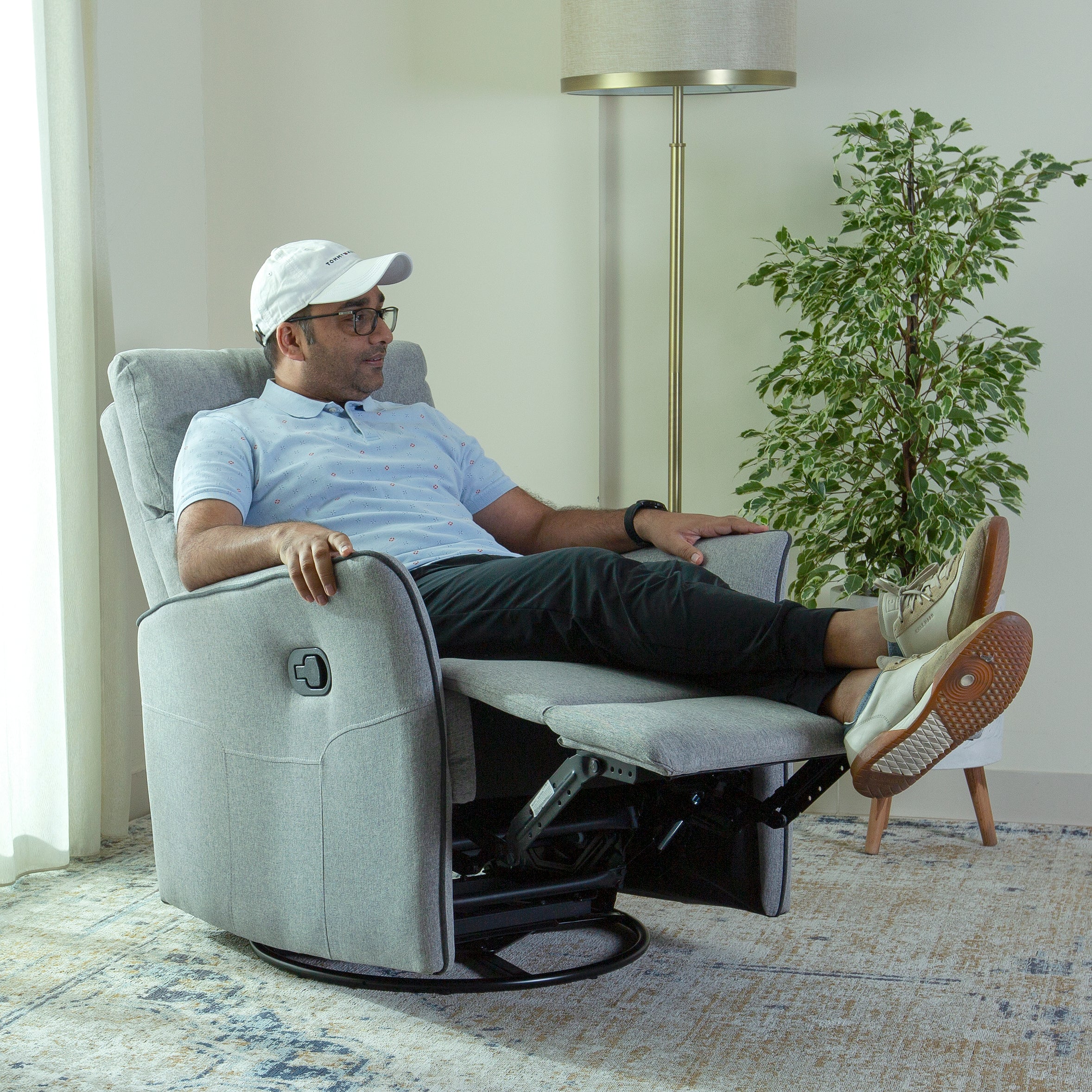 Home Canvas Parma Manual Recliner, Swivel and Rocking Dark Grey