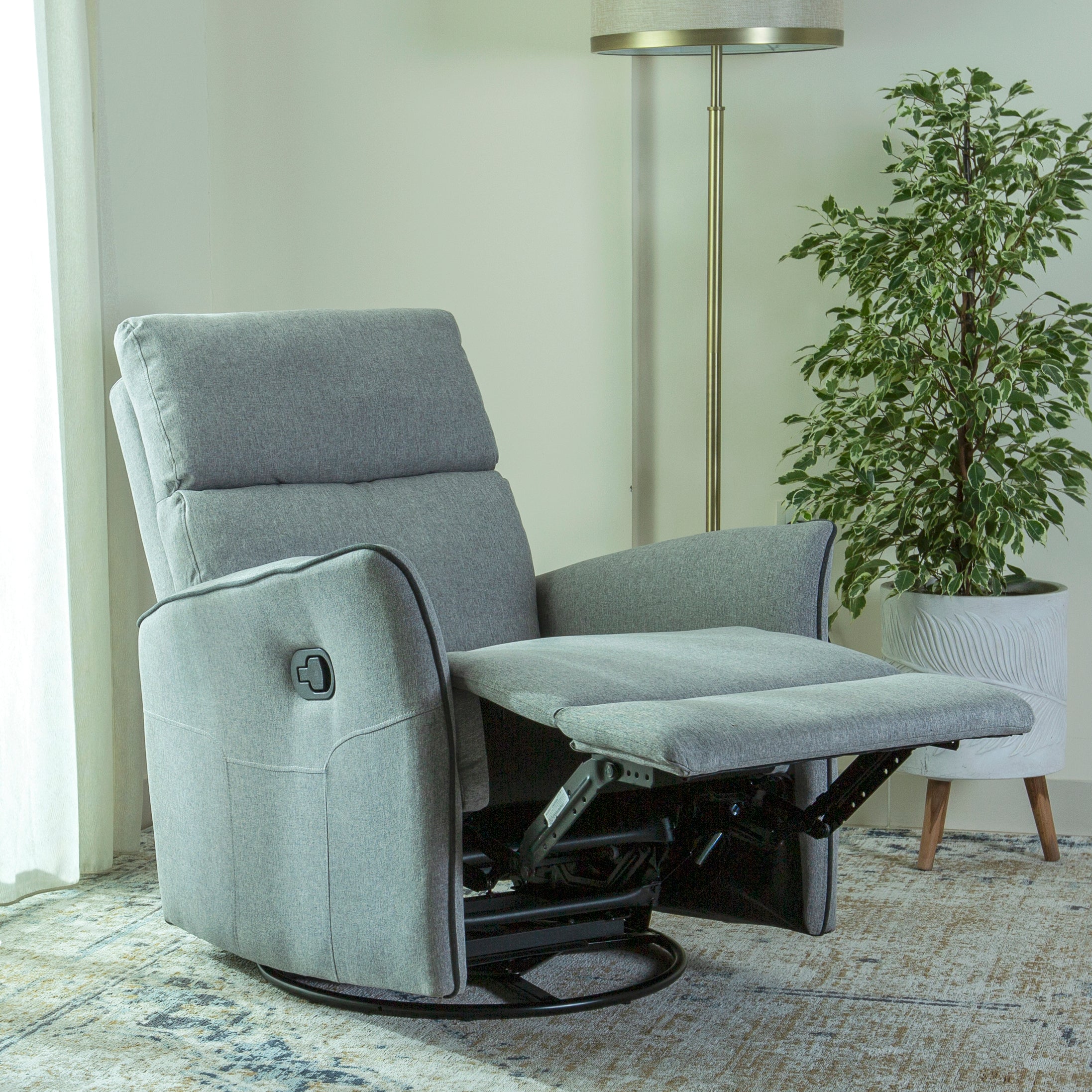 Home Canvas Parma Manual Recliner, Swivel and Rocking Dark Grey