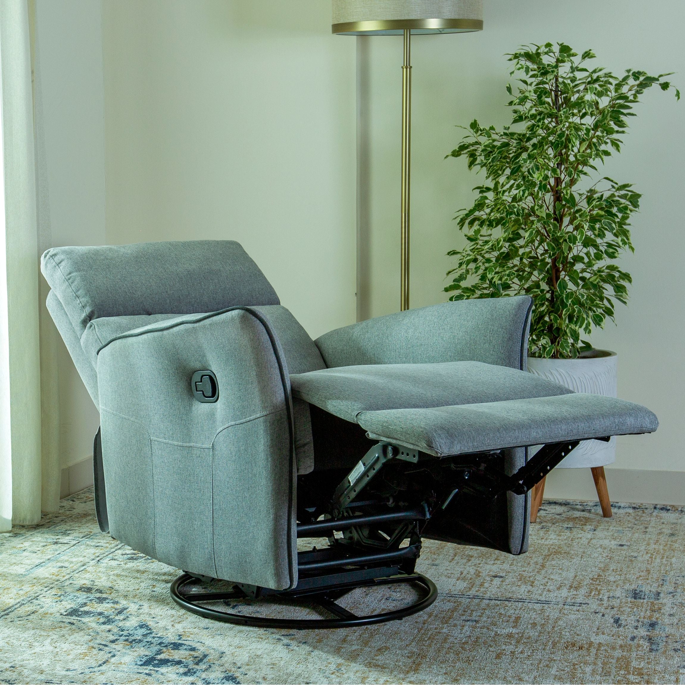 Home Canvas Parma Manual Recliner, Swivel and Rocking Dark Grey