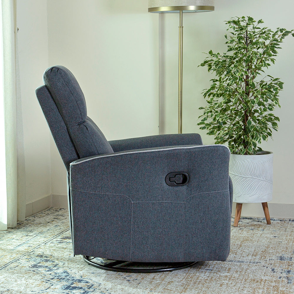 Home Canvas Parma Manual Recliner, Swivel and Rocking Dark Grey