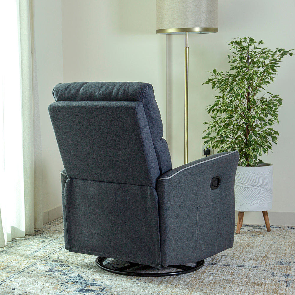 Home Canvas Parma Manual Recliner, Swivel and Rocking Dark Grey
