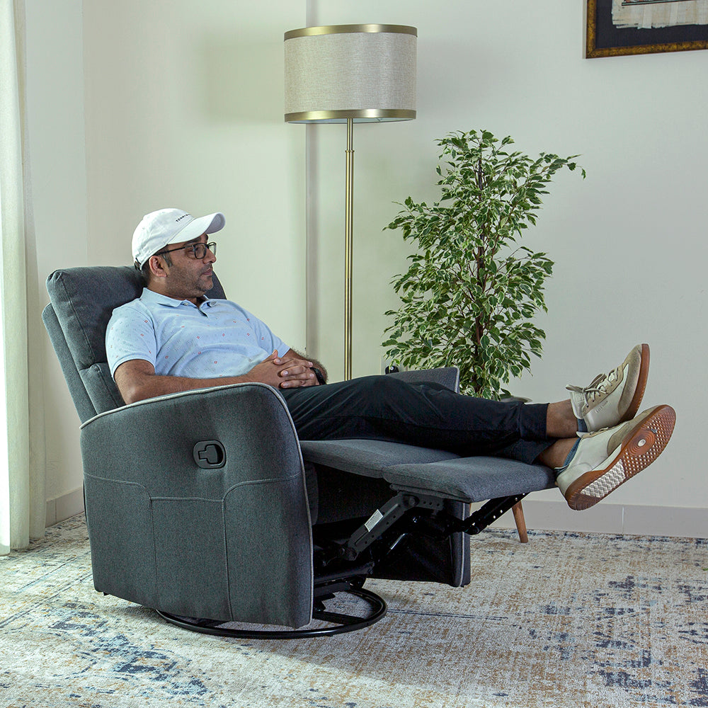 Home Canvas Parma Manual Recliner, Swivel and Rocking Dark Grey