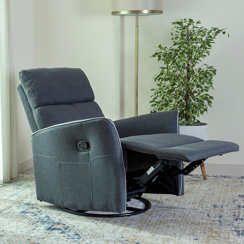 Home Canvas Parma Manual Recliner, Swivel and Rocking Dark Grey