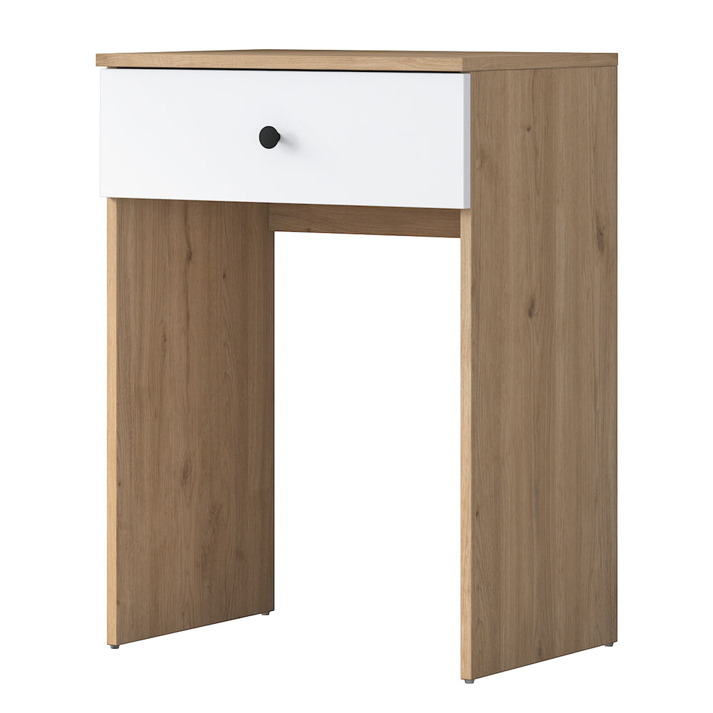 Home Canvas Modern Mini Makeup Dressing Table | Jewelry Organizer Basket with One Drawers Walnut/White