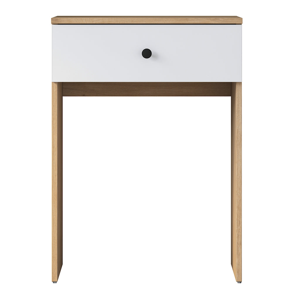 Home Canvas Modern Mini Makeup Dressing Table | Jewelry Organizer Basket with One Drawers Walnut/White
