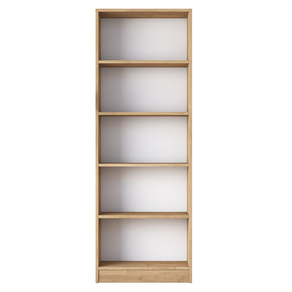 Home Canvas Bookshelf with 5 Shelves Study Room Library Modern Wall Shelf Basket Width 30cm Walnut
