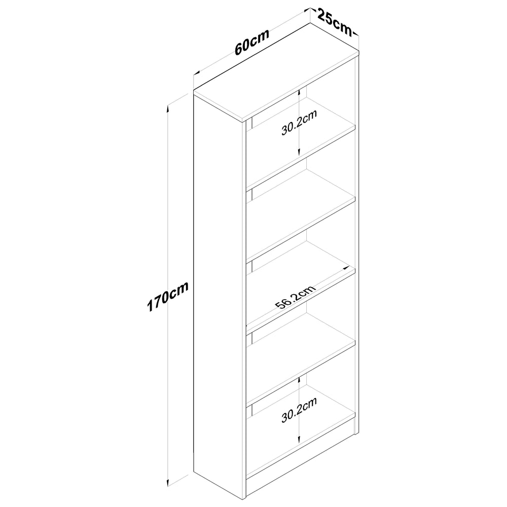 Home Canvas Bookshelf with 5 Shelves Study Room Library Modern Wall Shelf Basket Width 30cm Walnut