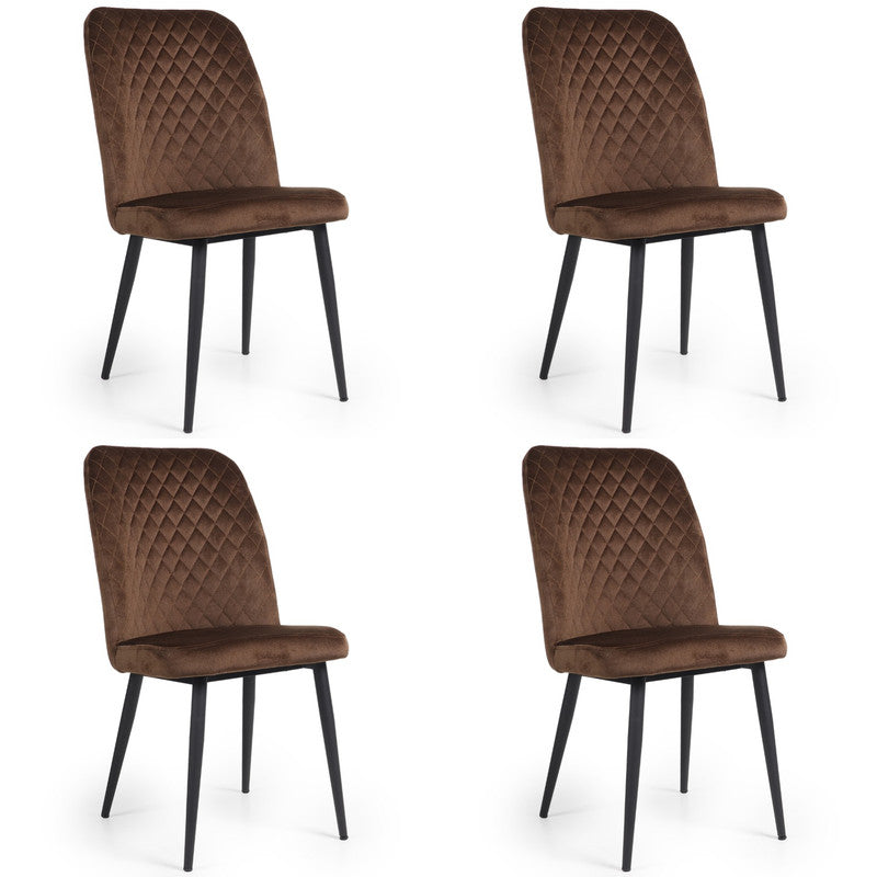 Home Canvas Modern Tufi Dining Room Chairs with Velvet fabric for Living Room | Tufted Armless Kitchen Chairs with Metal Legs Set of 4 - Gold